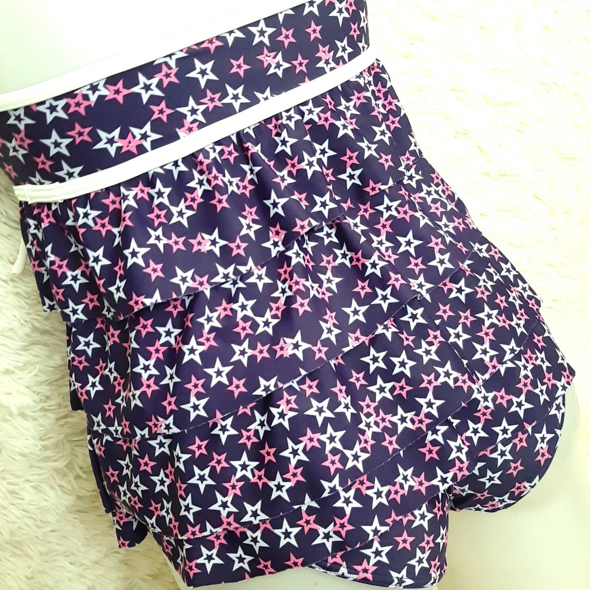  anonymity delivery * Yamato ya star pattern Star pattern ho ruta-tia-do frill tankini bikini swimsuit purple purple 7Ska
