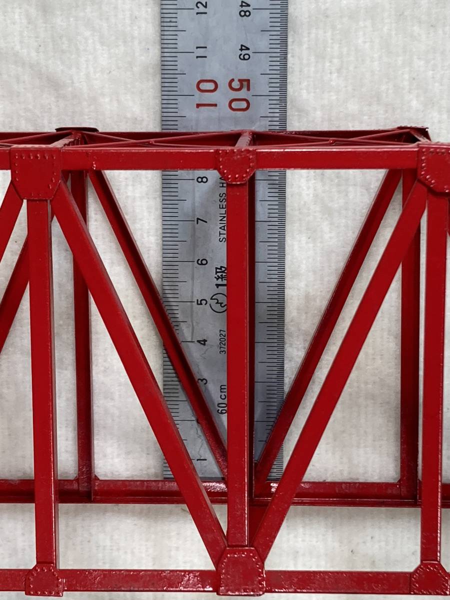 未使用品　エンドウ　HOゲージ　鉄橋 No.3（ワーレントラス型・赤塗装・金属製）全長320㎜、幅62㎜、全高93㎜_画像8