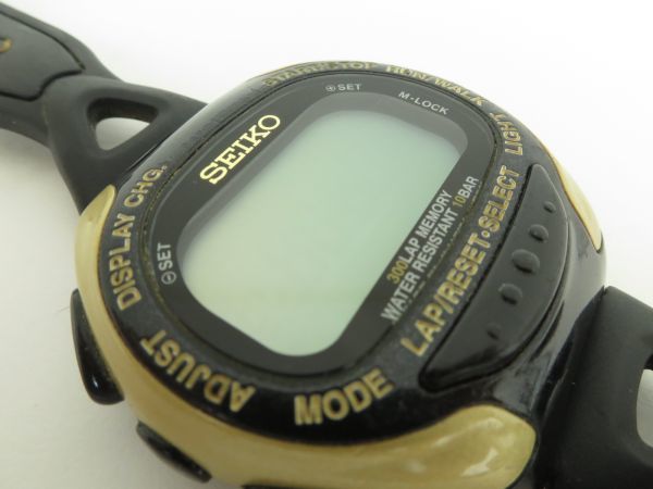 SEIKO セイコー　スーパーランナーズ　メンズ腕時計　クオーツ　S670-00A0　デジタル　お洒落な　ブラック×ゴールド　E43_画像7