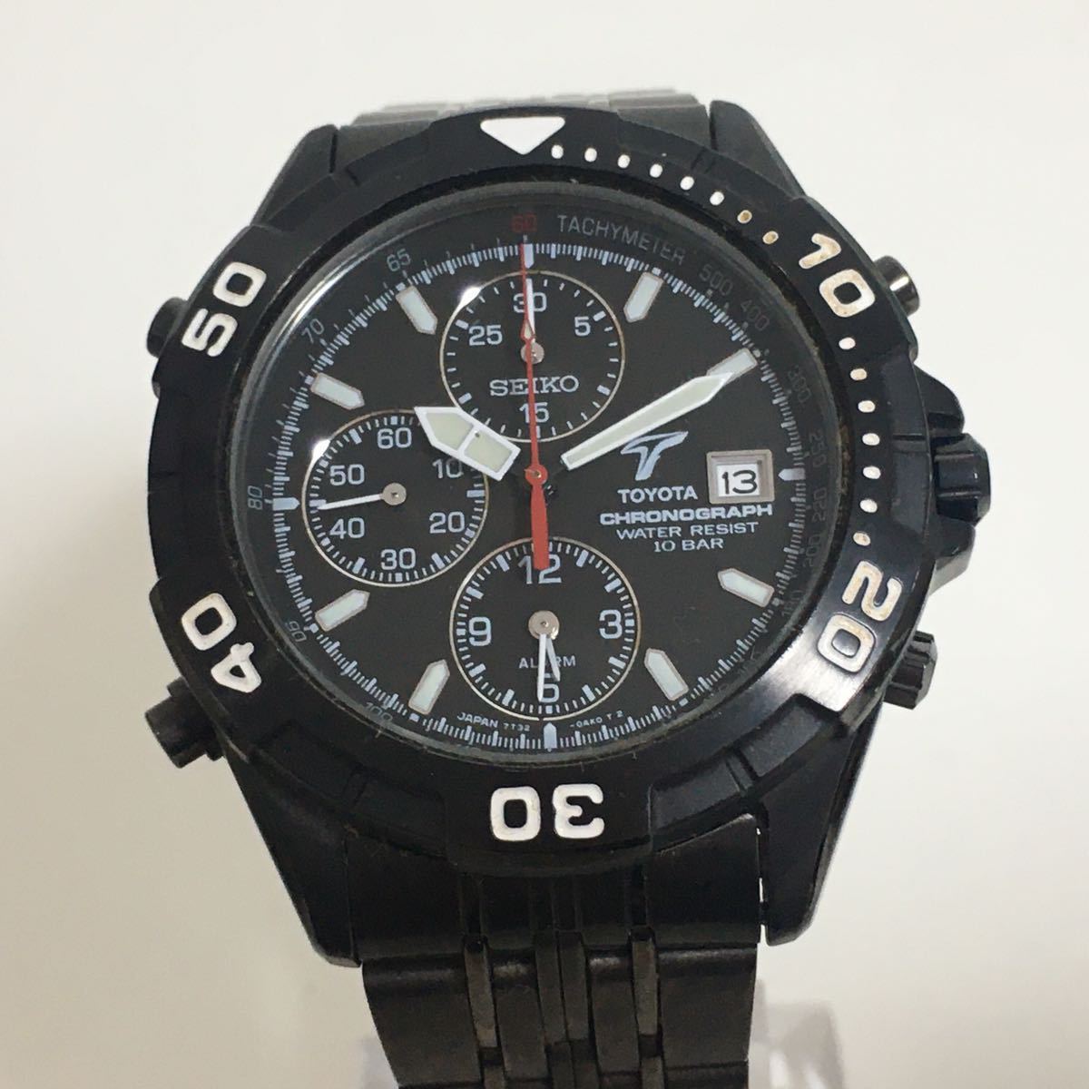 SEIKO セイコー 腕時計 7T32-7G5A トヨタ コラボ クロノグラフ デイト クォーツ メンズ ブラック_画像4