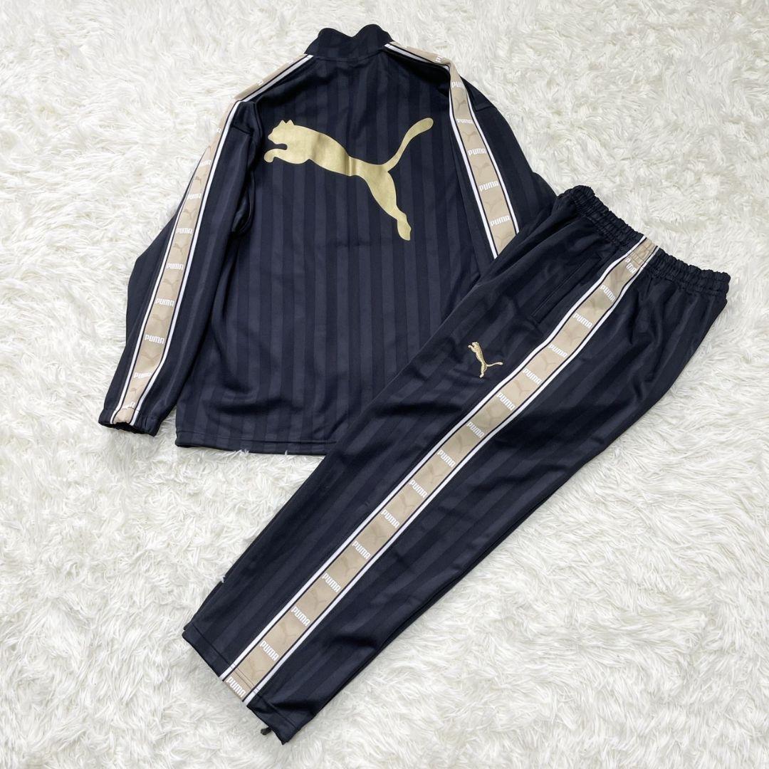 出産祝い プーマ 374【極美品】PUMA ジャージ 金 黒 バックプリント