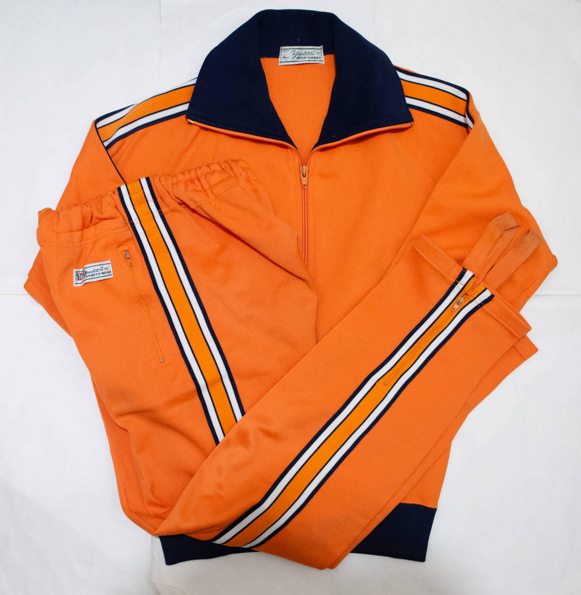 レビューの多い高評価商品特集! Yacht ジャージ上下 体操服 古着即決 M オレンジ×ライン ジャージ