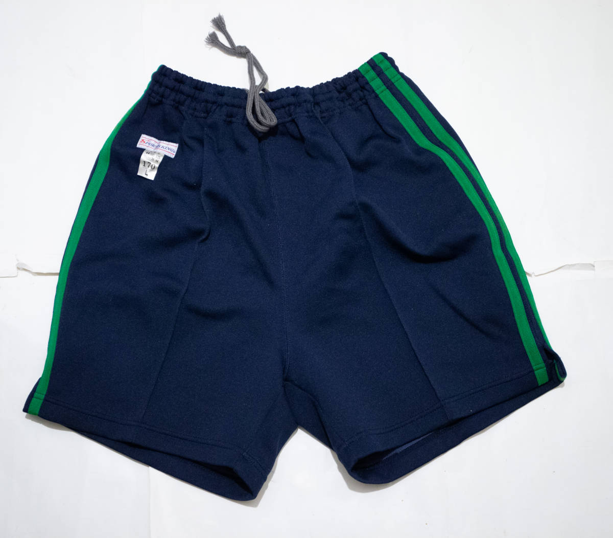  gym uniform *SPORTS KING jersey short bread navy blue × green 2 ps line L unused goods prompt decision!