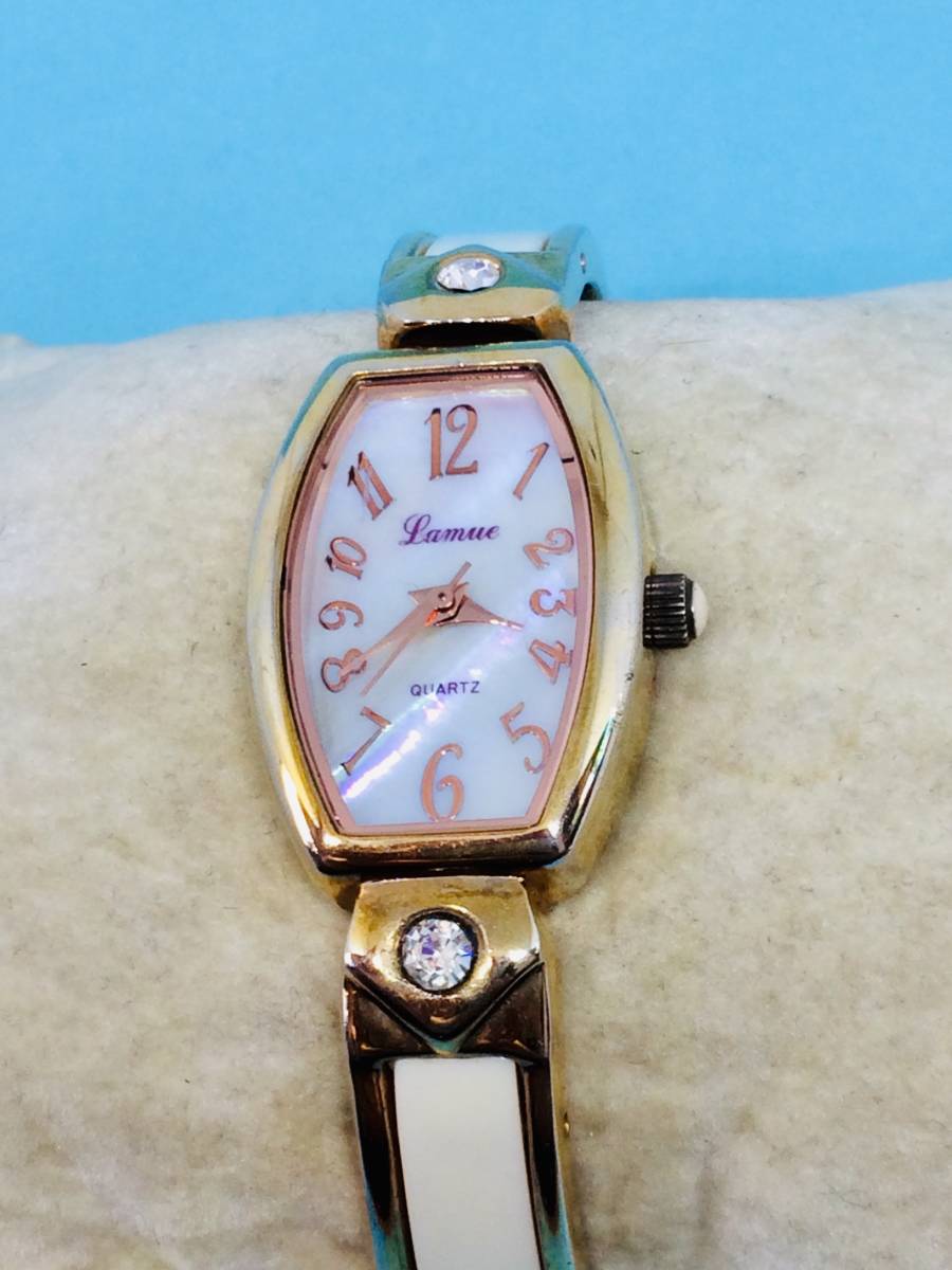 (Z41)バングル(*'▽')・LAMUE（電池交換済み）ゴールド・レディス腕時計USED（送料全国一律185円）洒落た時計です。_画像10