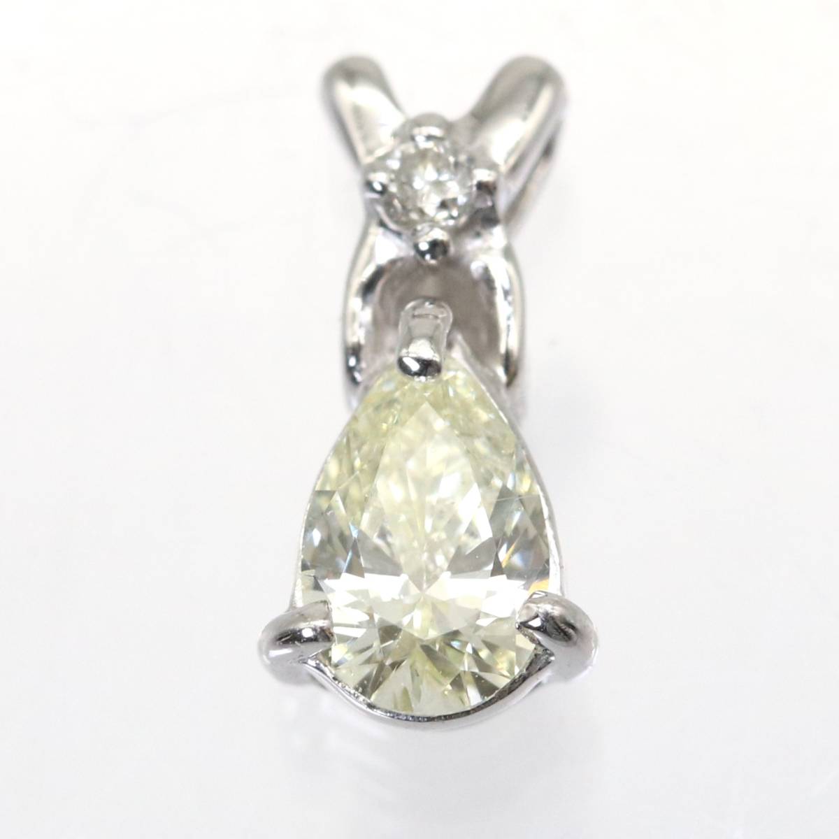 ー品販売 K18WG ドロップ ホワイトゴールド ペンダント ネックレストップ 0.29ct ダイヤモンド イエロー ペアシェイプ ダイヤモンド