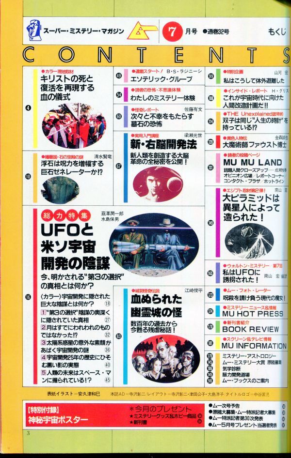 F64　月刊ムー　1983年7月号　No.32　特集：UFOと米ソ宇宙開発の陰謀　他　付録なし（2310）_画像2