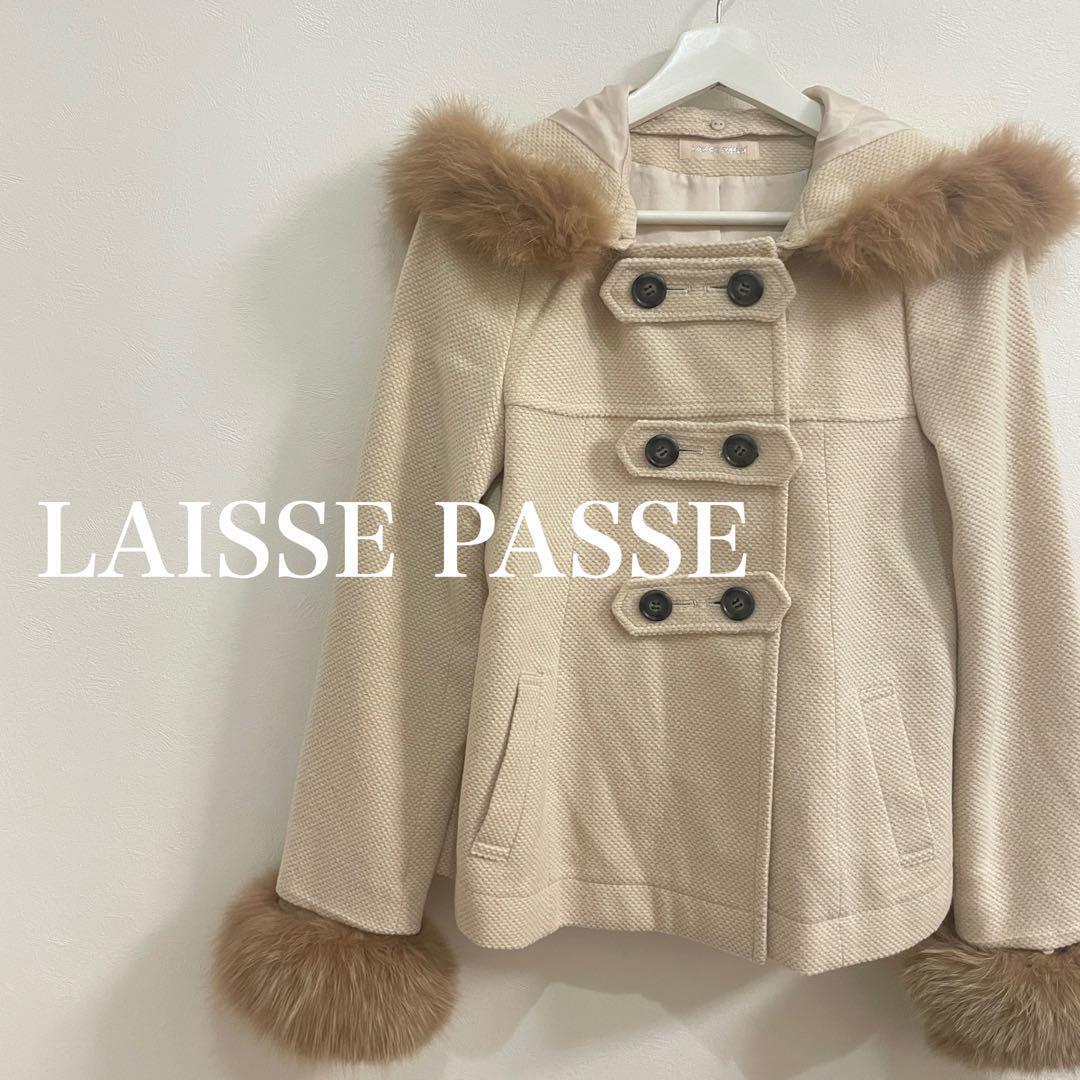 限定版 LAISSE レッセパッセ リアルファー取外し可 ペプラム コート