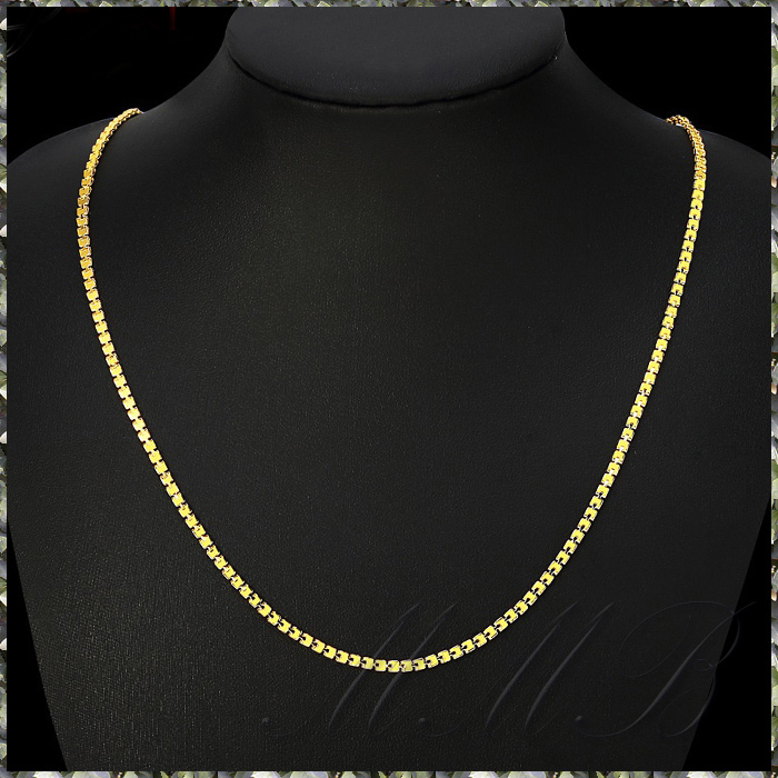 [NECKLACE] 18K Gold Plated Square Chain 四角形 スクエア リンクチェーン ゴールド ショート ネックレス 2.5x600mm (5.7g) 【送料無料】_画像4