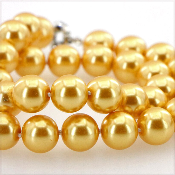 [NECKLACE] Golden Shell Pearll ビューティフル ゴールドパール 金色の真珠 養殖淡水真珠 ネックレス φ8x450mm (33g) 【送料無料】_画像4