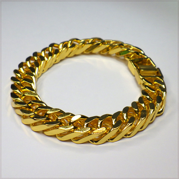 [BRACELET] 18K Gold Color Stainless Steel 4面カット ダブル喜平チェーン ゴールド ブレスレット 10.5x200mm (45g) 【送料無料】_画像3