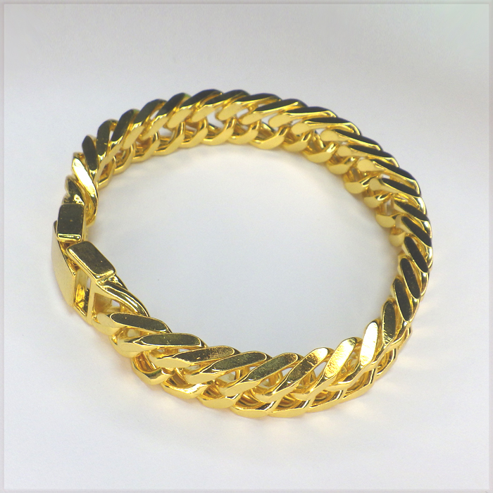[BRACELET] 18K Gold Color Stainless Steel 4面カット ダブル喜平チェーン ゴールド ブレスレット 10.5x200mm (45g) 【送料無料】_画像1