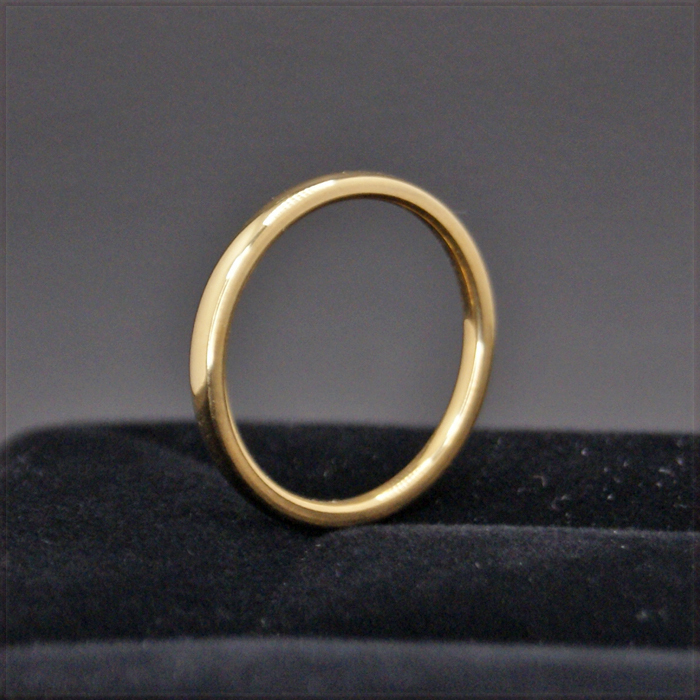 [RING] Yellow Gold Plated Stainless Smooth Simple スムース シンプル イエローゴールド 2mm 甲丸スリム リング 14号 (1.1g)の画像2