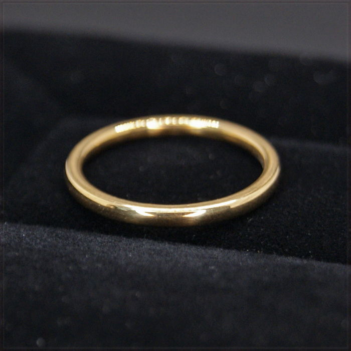 [RING] Yellow Gold Plated Stainless Smooth Simple スムース シンプル イエローゴールド 2mm 甲丸スリム リング 14号 (1.1g)の画像4