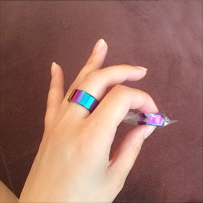 [RING] Hematite Rainbow ヒート グラデーション 焼き色 虹色 レインボー カラー ヘマタイト スムース フラット 10mm リング 15号 (6g)_画像3