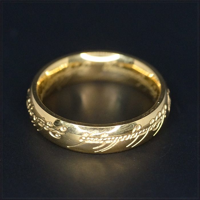 [RING] Top Quality 316L Gold Lord Of The Ring ロード・オブ・ザ・リング レプリカ 肉厚 6mm 甲丸 ゴールド リング 14号 (6g)_画像2