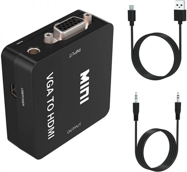 即納 VGA to HDMI 変換アダプタ 変換コンバーター 金メッキ VGA to HDMI 変換器 VGA 入力 HDMI出力 USBケーブル付き 1080p/720p対応_画像5