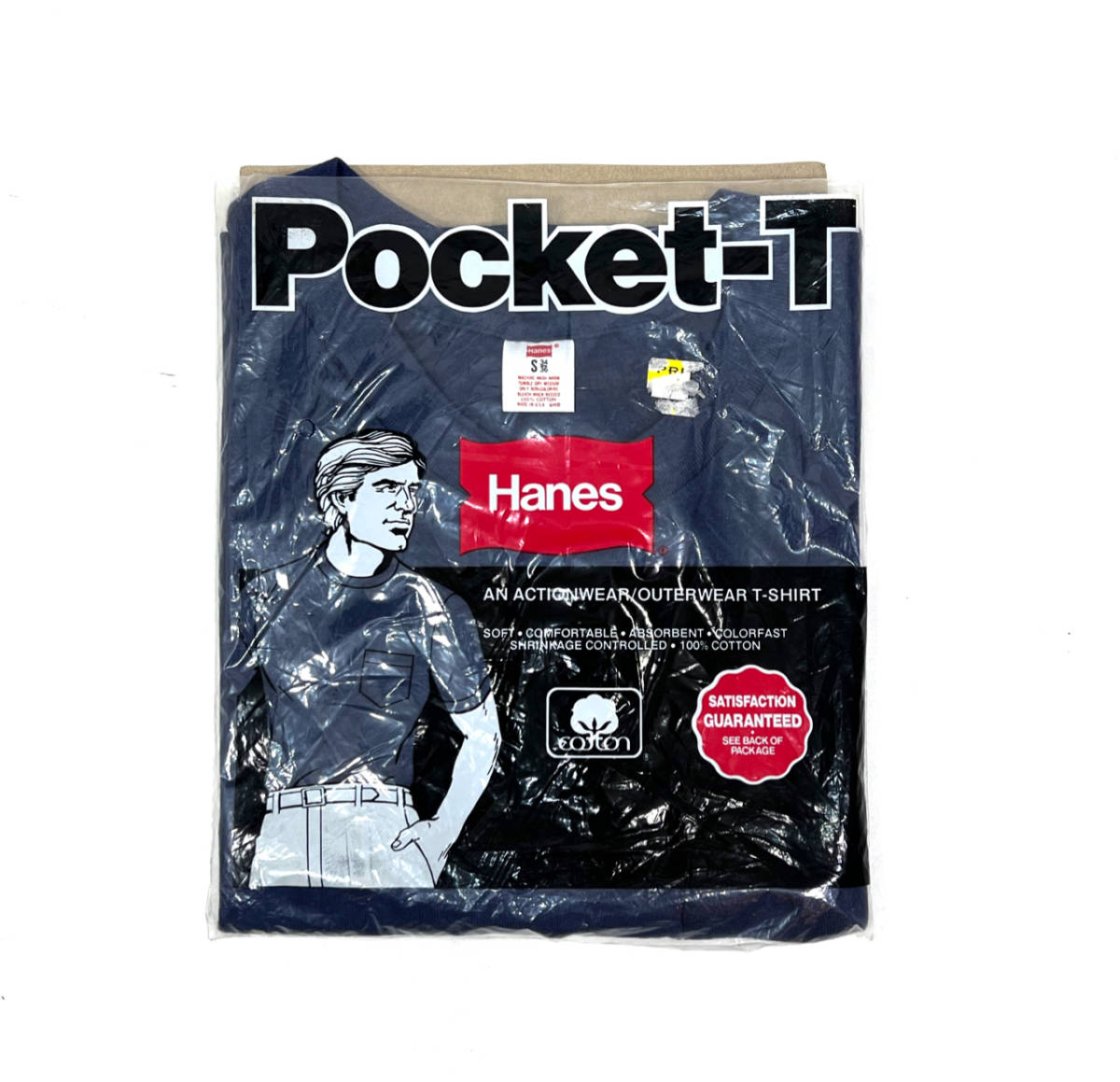 USA製 デッドストック 1986 HANES Pocket-T S Navy 80s ヴィンテージ ヘインズ ポケットT 半袖 ネイビー 無地 シングルステッチ_画像1