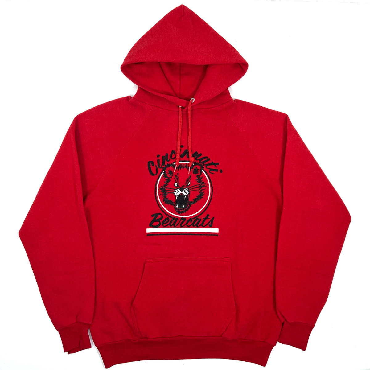 USA製 1980s H.WOLF&SONS Sweat hoodie L Red ヴィンテージ スウェットフーディー パーカ カレッジ 三段プリント レッド 赤