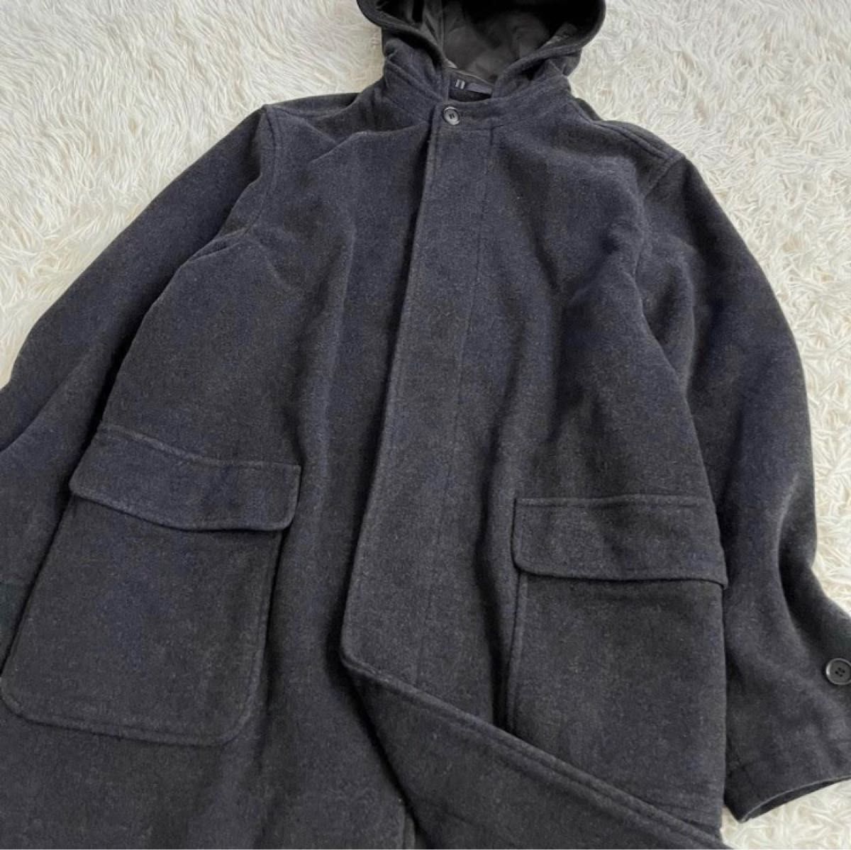 Paul Smith ポールスミス ロンドン ロングコート L グレー アルパカ カシミヤ Aライン フード ロングコート