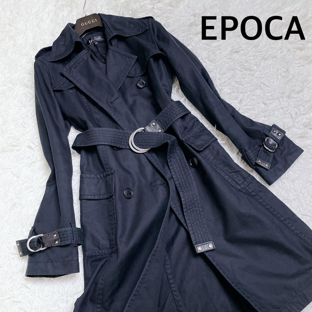 【期間限定送料無料】 エポカ EPOCA 美品 トレンチ L 40 ブラック ベルト コート コート