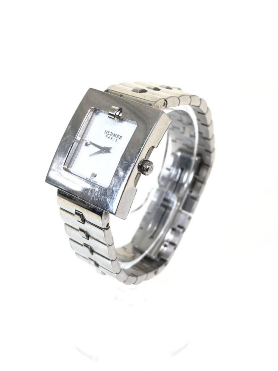 ☆稼動品 Hermes エルメス ベルトウォッチ BE1.110 白文字盤 ホワイト ステンレス レディース 腕時計