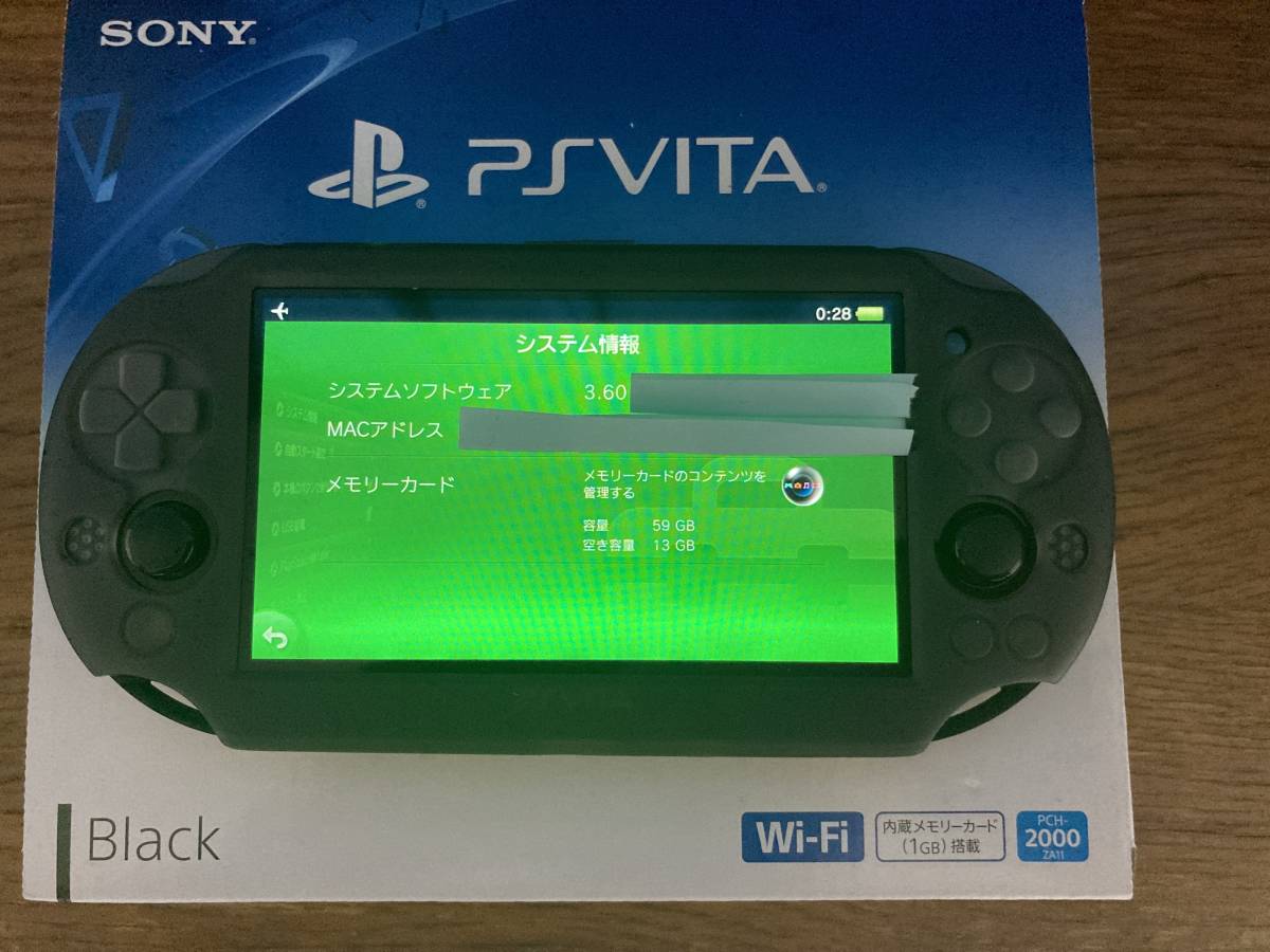 送料無料 美品 SONY ソニー PS Vita Wi-Fiモデル ブラック PCH-2000 ZA11 ファームウェア 3.60