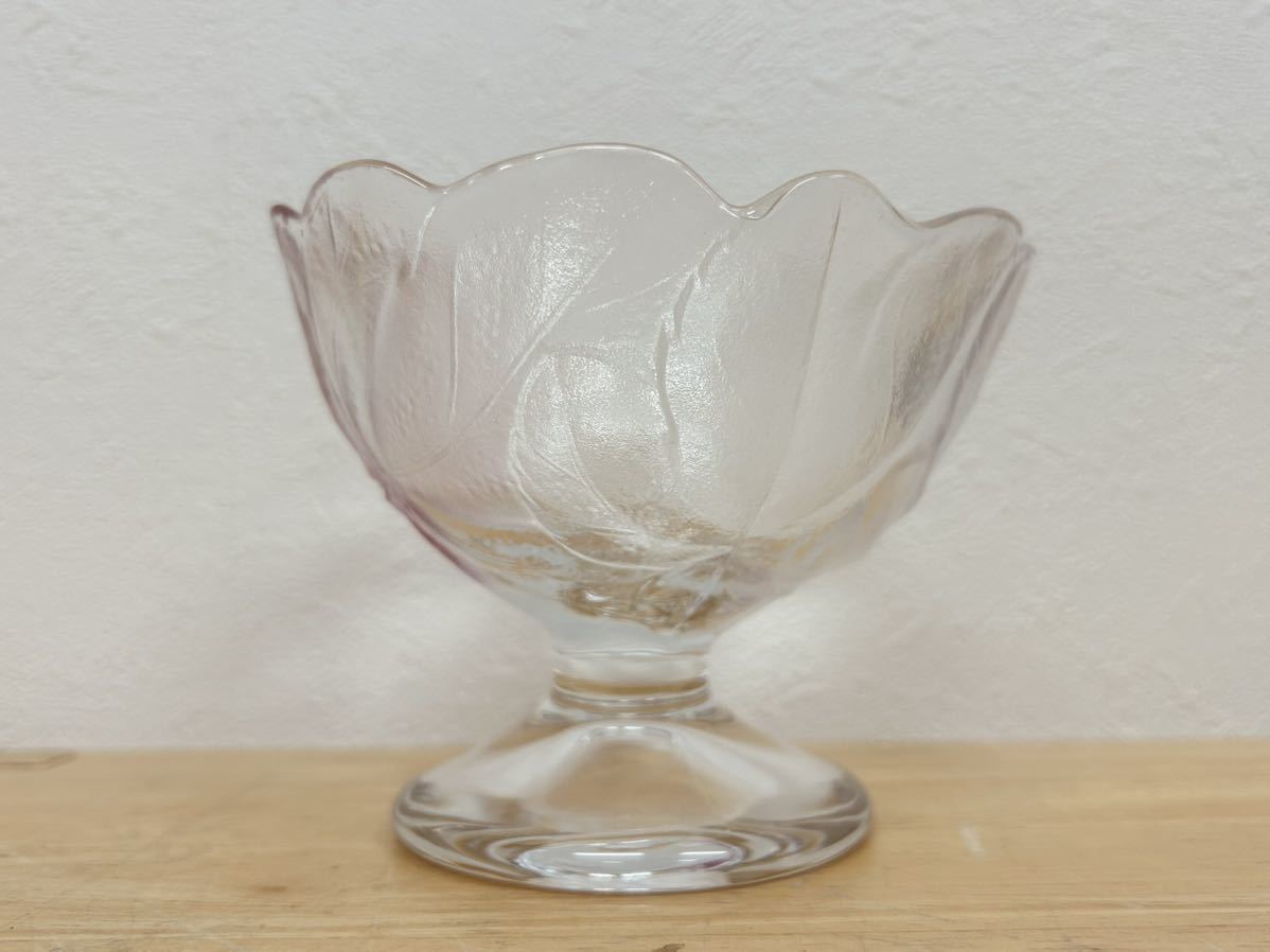 K-0596[ desert glass HOYA 9 point set ice cream desert cup retro antique ]