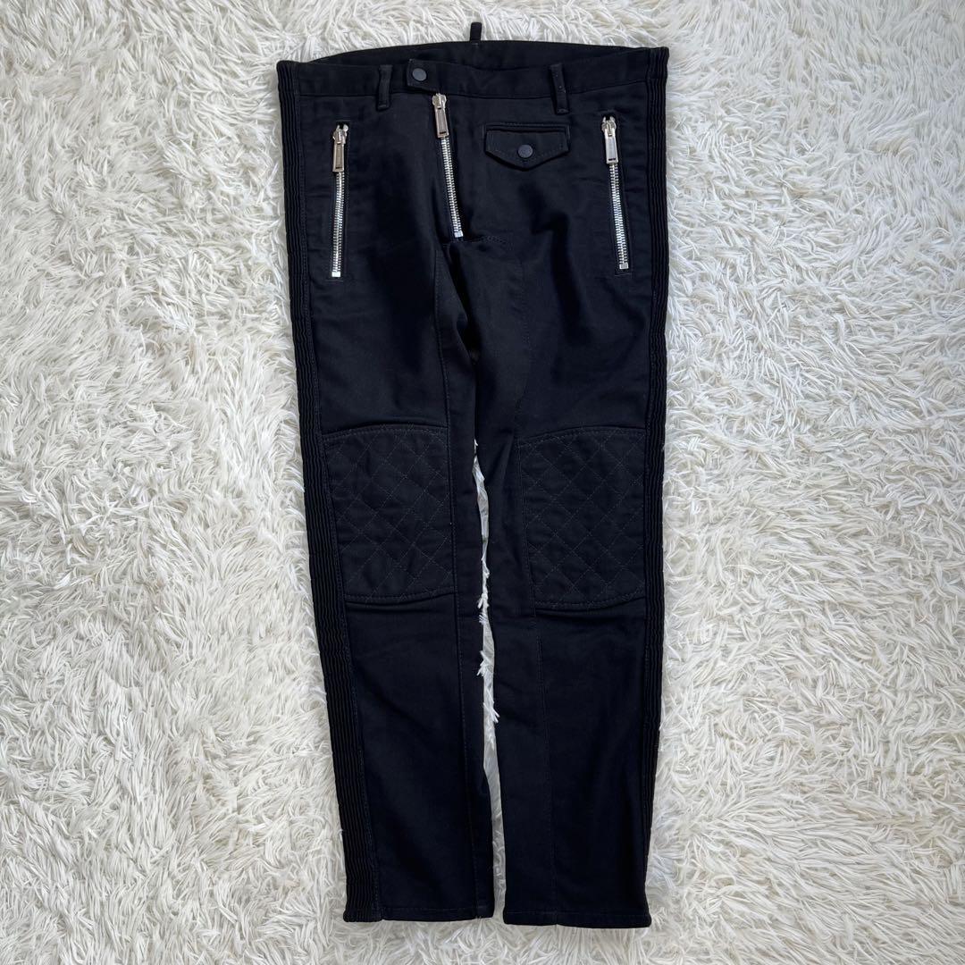 美品】ディースクエアード ブラック デニム パンツ 蛇腹 バイカー