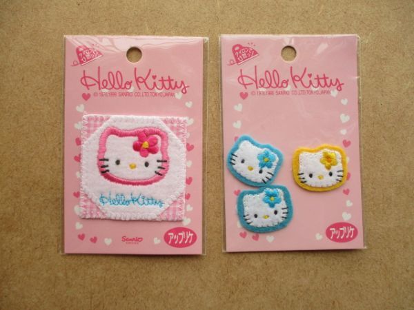 【セット】90s サンリオ ハローキティ ワッペン/蒂猫Hello Kittyねこネコ猫パッチ アップリケSANRIO入園PATCHファンシー昭和レトロ S72_画像1