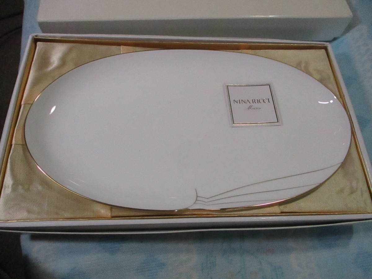  unused storage *NINA RICCI/ Nina Ricci gold paint oval plate plate 1 sheets *.. plate 5 sheets / cake desert plate *80