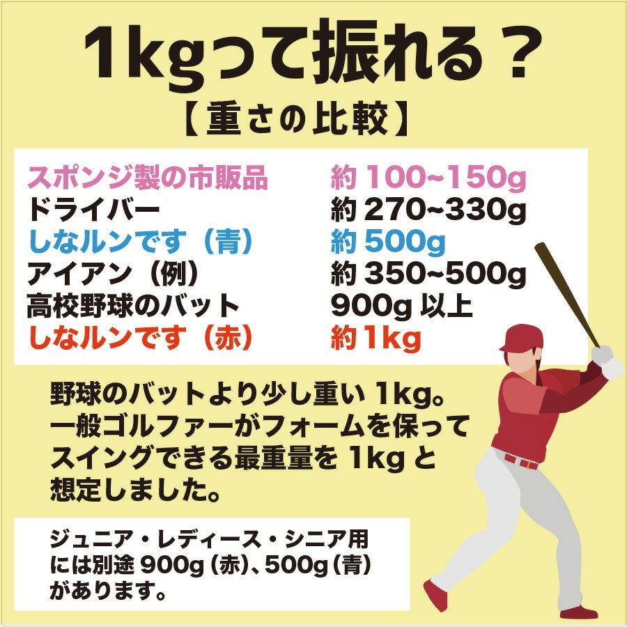 二重振り子習得［赤い×重い しなルンです 1kg・100cm レギュラーサイズ］［グリップエンドテープ同梱］しなるスイング練習棒_画像4