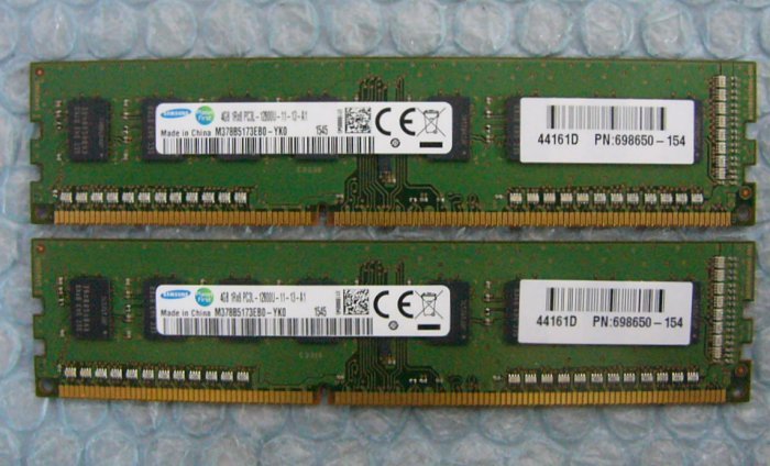 rl13 240pin DDR3 1600 PC3L-12800U 4GB SAMSUNG 2枚 合計8GB hp 698650-154_画像1