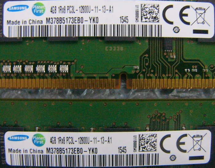 rl13 240pin DDR3 1600 PC3L-12800U 4GB SAMSUNG 2枚 合計8GB hp 698650-154_画像2