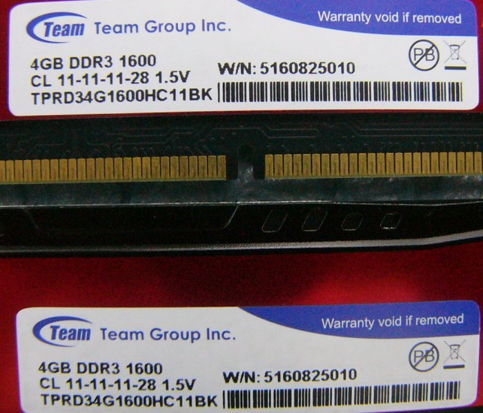 rb13 240pin DDR3 1600 PC3-12800 4GB Team Elite+ 2枚 合計8GB TPRD34G1600HC11BK_画像2