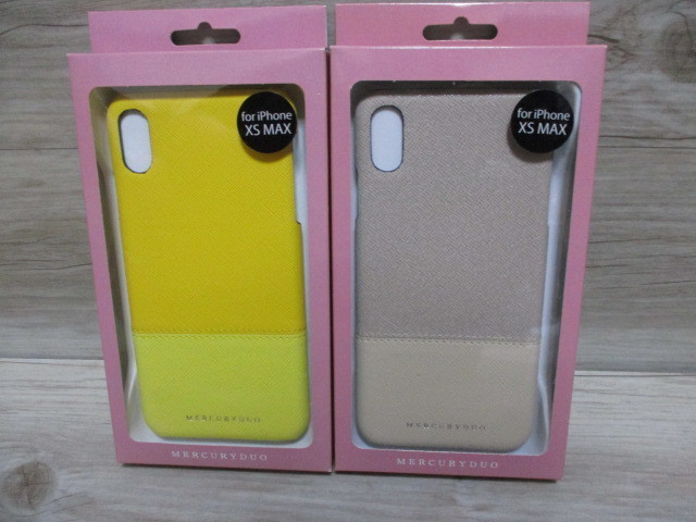  prompt decision free shipping * new goods 2 piece set iPhone XS Max for MERCURYDUO Mercury Duo smartphone mobile the back side case cover yellow color gray unused AB7