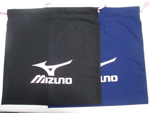 2個セット ミズノ★MIZUNO シューズバッグ/巾着袋 黒 ブラック 紺 ネイビー スポーツ マルチ バッグ 男女兼用 大人 一般 Jr キッズ 学生 1_画像2