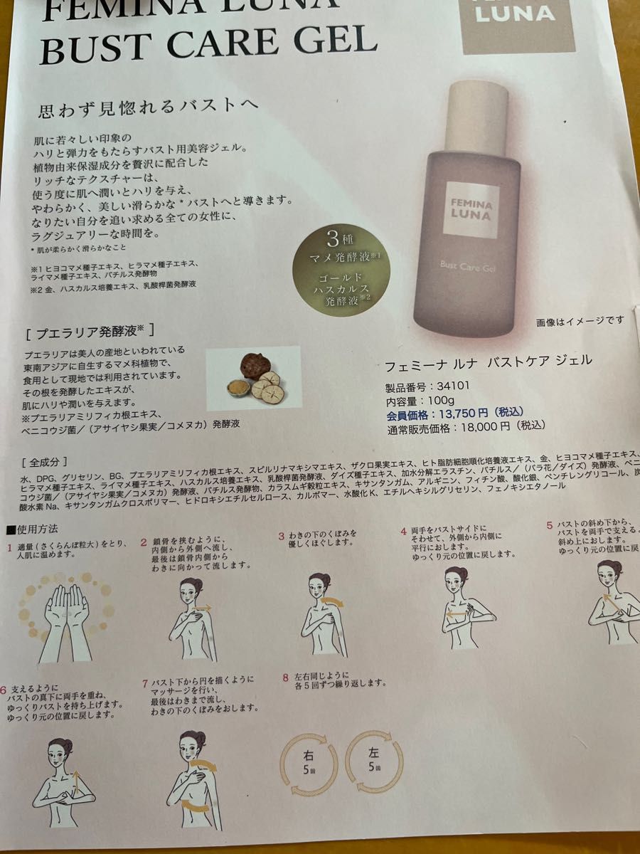 超お買得商品」アウラインターナショナルFEMINALUNA バストジェル ２個