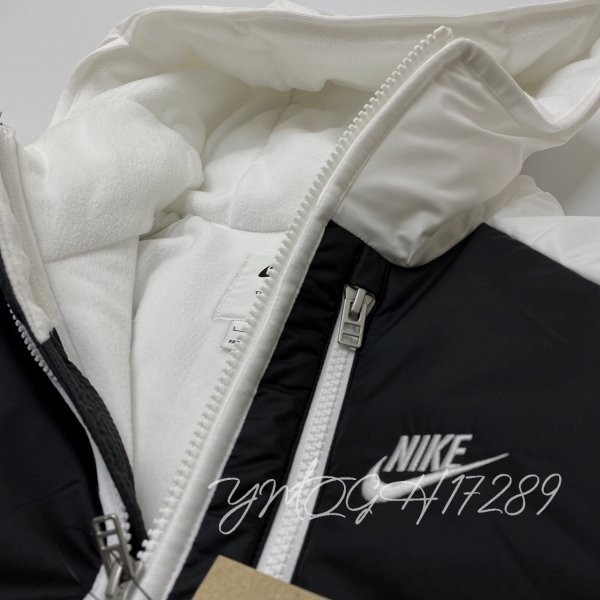 NIKE ナイキ レガシー 中綿 保温 フーディ ジャケット DD6858-100 白黒 L_画像6