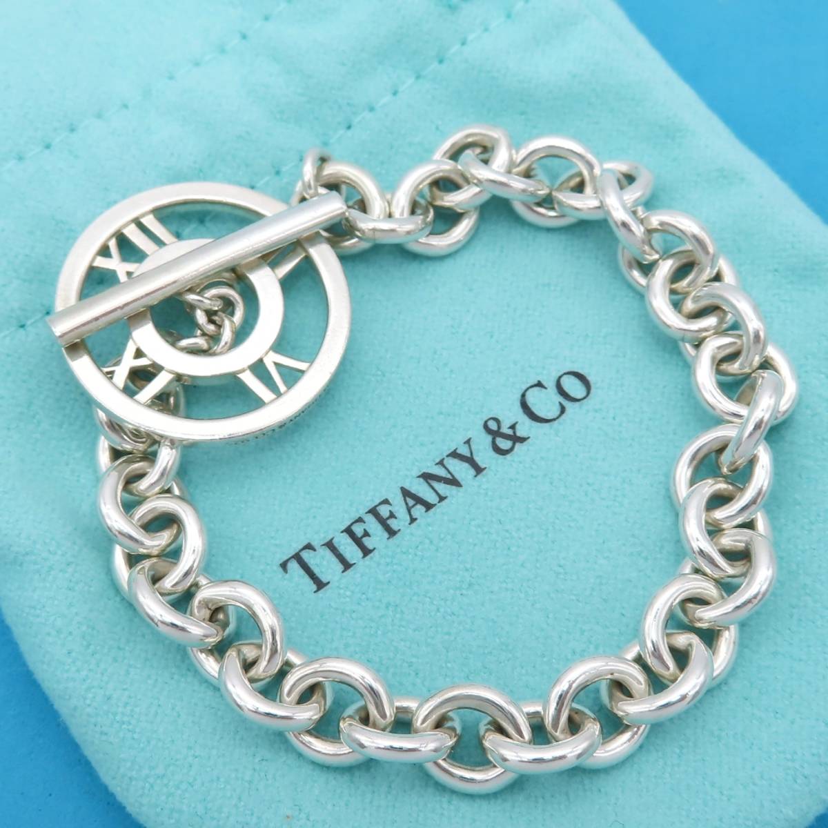 極希少 美品 Tiffany&Co. ティファニー オープン サークル アトラス シルバー トグル ブレスレット ドーナツ チェーン SV925 タグ KK134_画像1