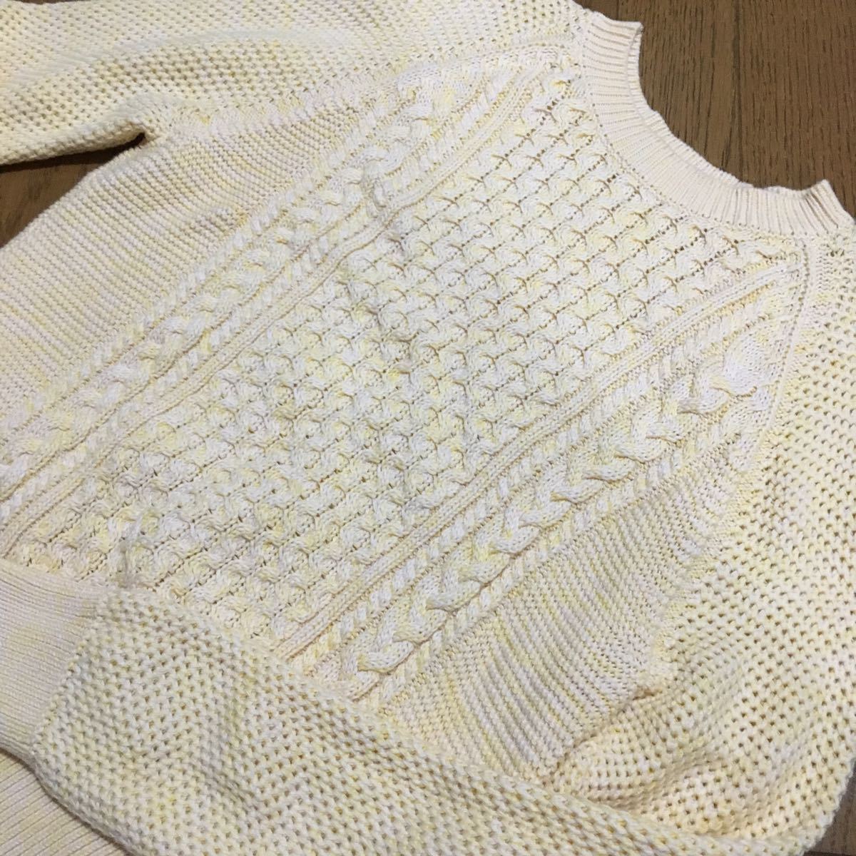 ユニクロ 綿のセーター 薄黄色　L_画像2