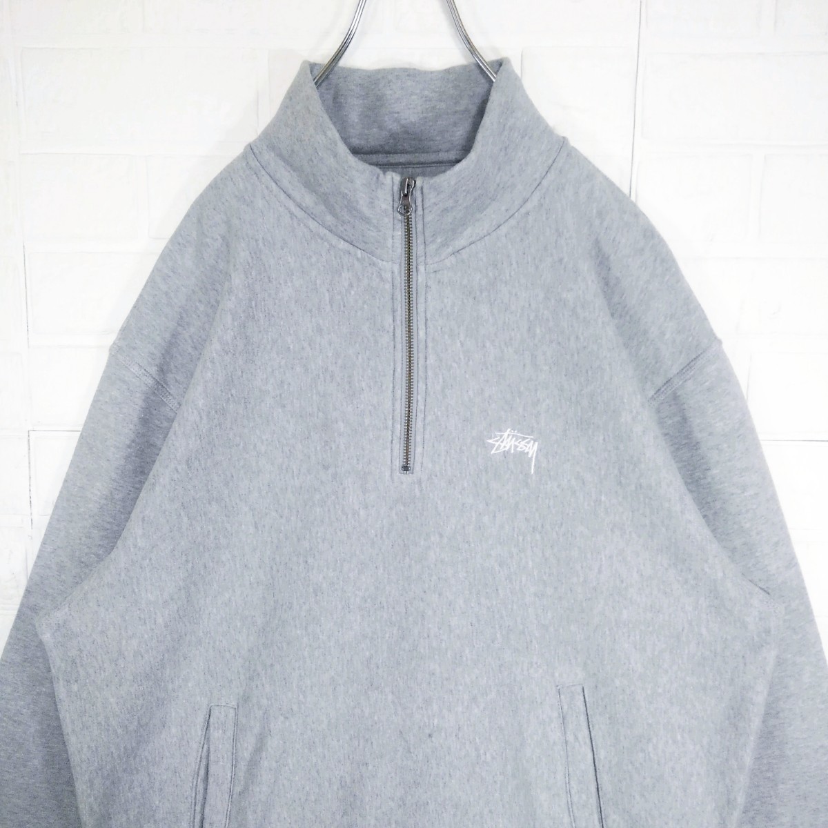 週間売れ筋 《STUSSY(ステューシー)》ロゴ刺繍 裏起毛 ハーフジップ