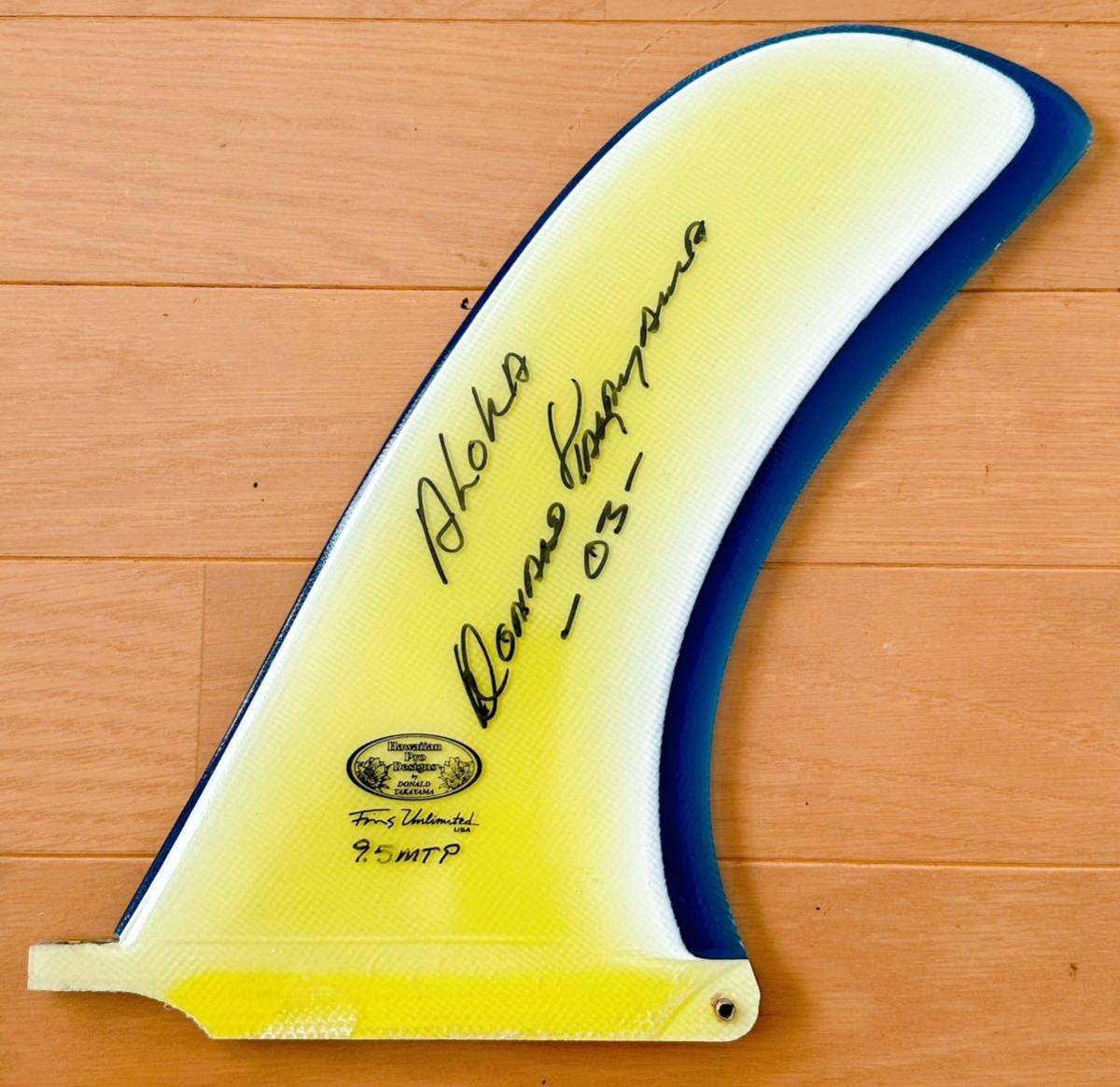 DONALD TAKAYAMA ドナルドタカヤマ　サイン入り HAWAIIAN PRO DESIGNS PIVOT FIN 9.5 ロングボード　新品未使用品_画像1