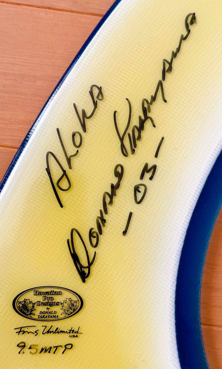 新品未使用品 DONALD TAKAYAMA ドナルドタカヤマ サイン入り HAWAIIAN PRO DESIGNS PIVOT FIN 9.5 ロングボード