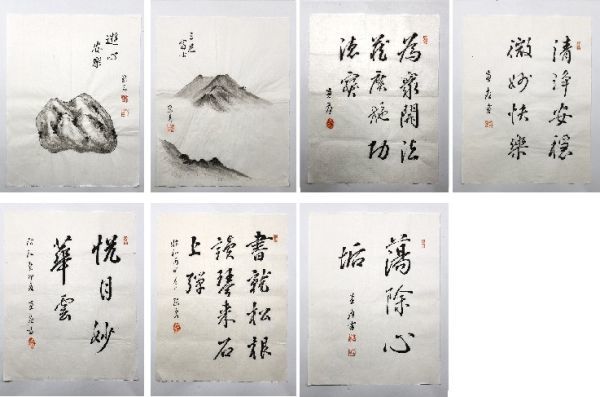 【柏原恵応作　肉筆書７点】　真宗佛光寺派広福寺第十四世　号：黙泉　昭和　真作　　M1028B39_画像1