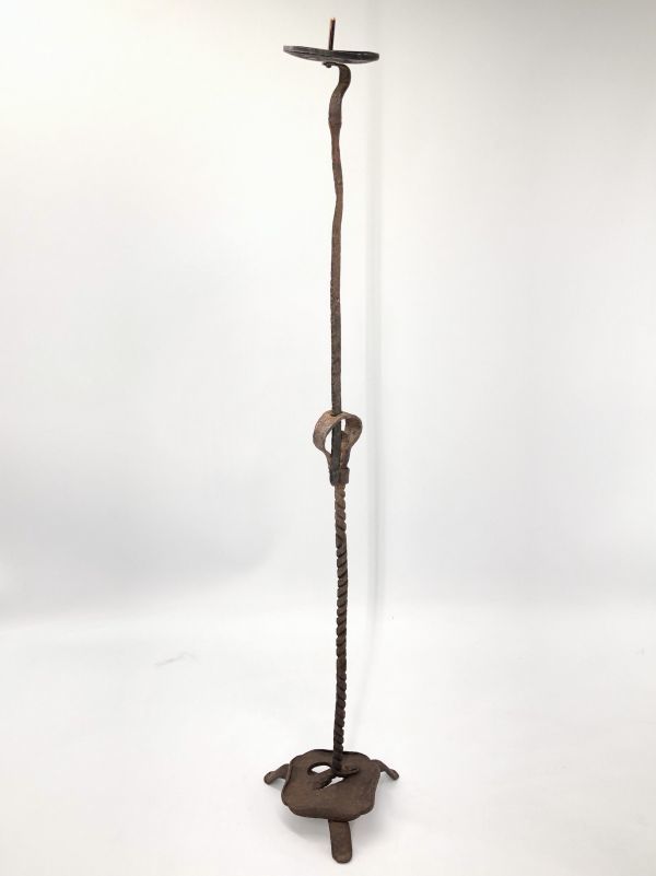 19世紀 鉄製燭台】 高さ52cm 明治初期 N0905H-