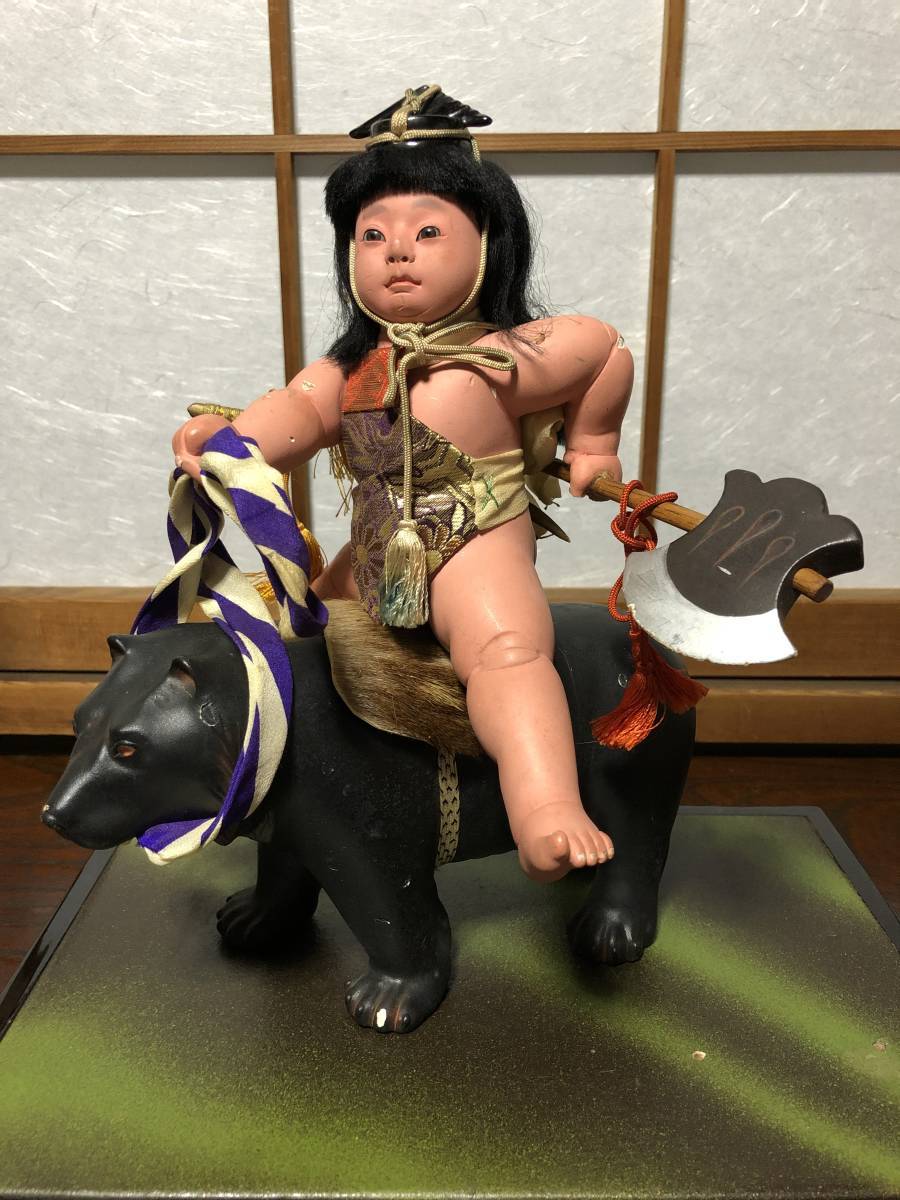 注目ショップ 【熊乗り金太郎 光山作】 東京三越 共箱・共シール・添写真 明治~昭和初期 J0124F その他