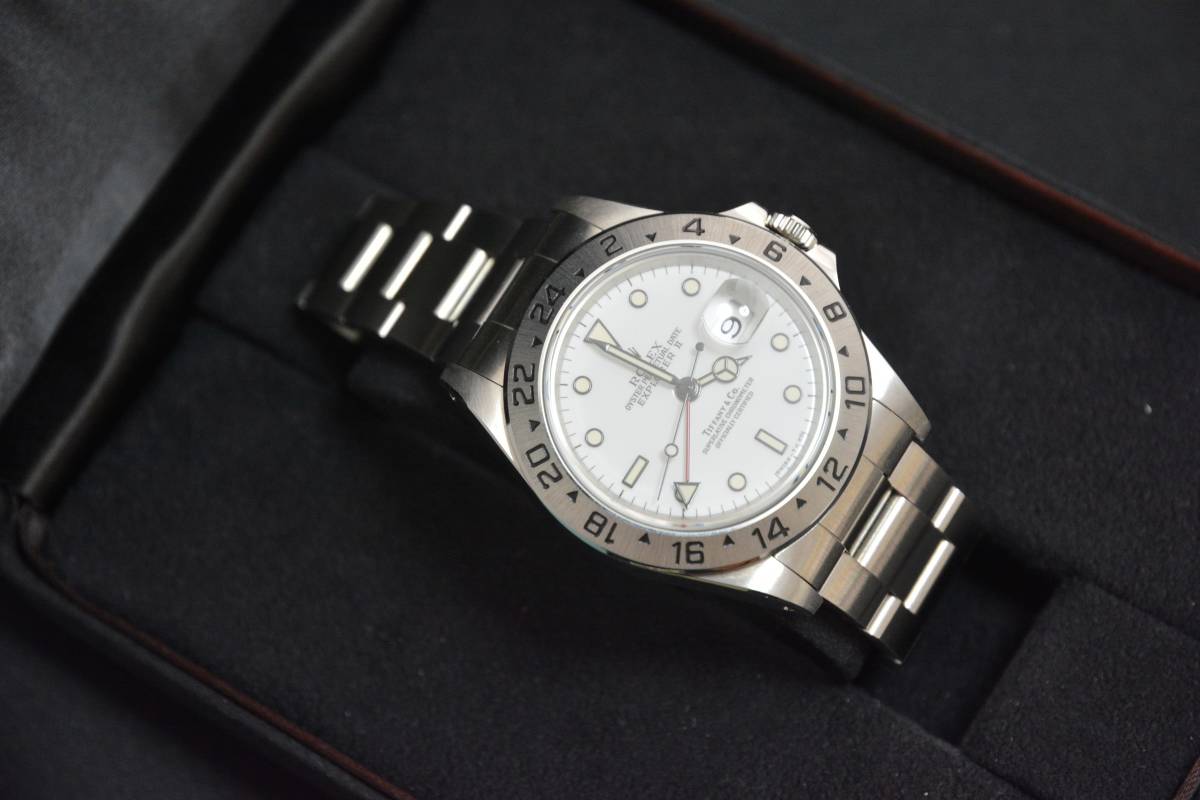 ROLEX Tiffany W name Explorer II 16570 white written guarantee attaching . beautiful goods 