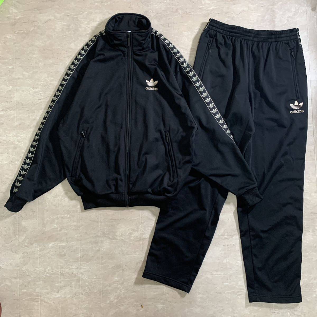 80s 90s adidas トラックジャケット セットアップ 在原みゆ紀 黒 上下