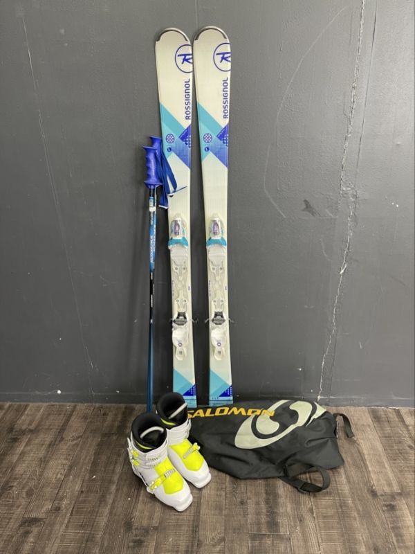スキー板+ビィンディング+ブーツ+ストック ROSSIGNOL ロシニョール UNIQUE 149 ブーツ HEAD Edge J3 サイズ24cm ケース付き/54974_画像1