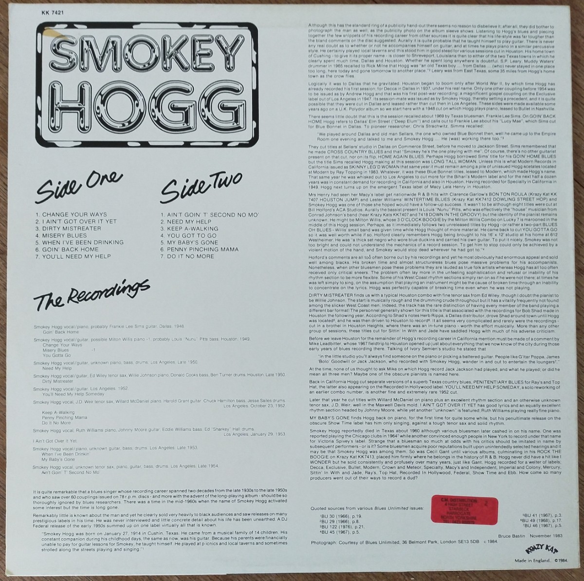 Smokey Hogg/Goin' Back Home/英Krazy Katの画像2